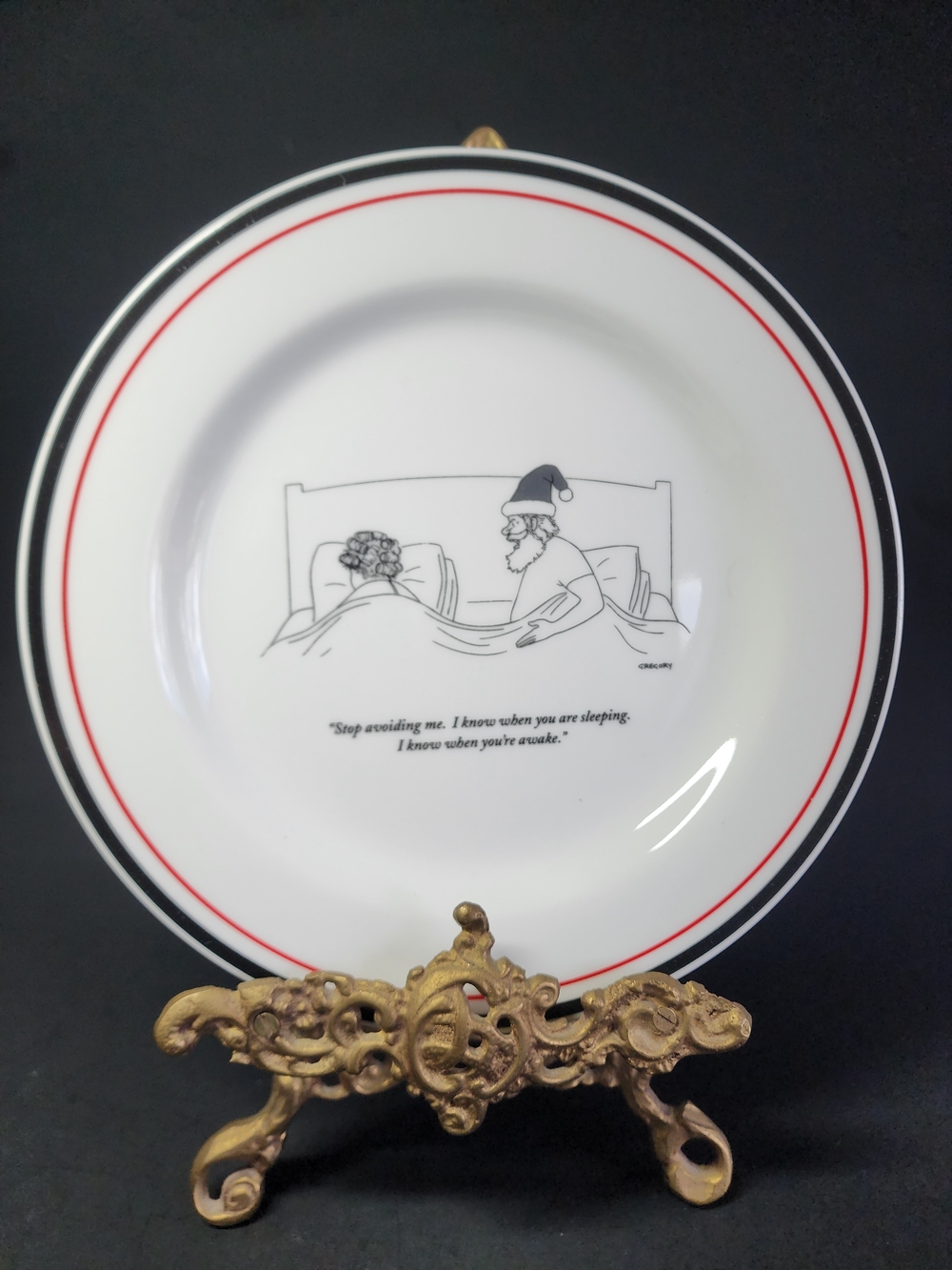 The New Yorker Mr. & Mrs. Santa Claus Cartoon Christmas Porcelain Plate 8"